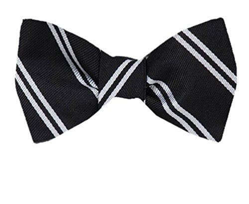 Black Silver Silk Self-Tie Bow Tie