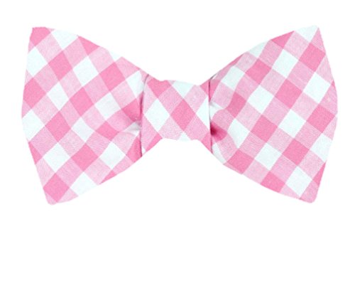 Pink White Silk Self-Tie Bow Tie