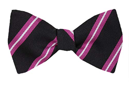 Black Magenta White Silk Self-Tie Bow Tie