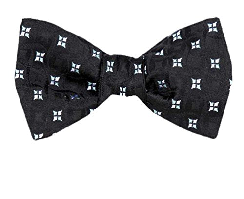 Black Silver Silk Self-Tie Bow Tie