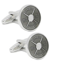 Load image into Gallery viewer, 45 lb Barbell Cufflinks
