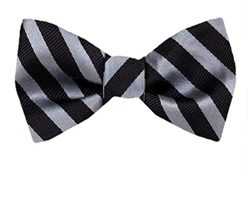 Gray Black Stripes Silk Self-Tie Bow Tie