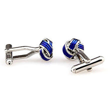 Load image into Gallery viewer, Blue Enamel Knot Cufflinks
