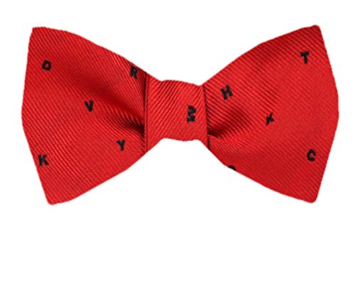 Red Black Letters Silk Self-Tie Bow Tie