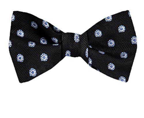 Black Sky Blue Circles Silk Self-Tie Bow Tie