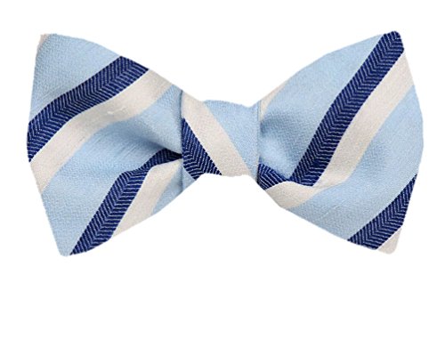 Blue White Silk Self-Tie Bow Tie