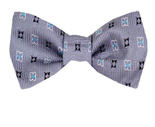 Gray Blue Black Silk Self-Tie Bow Tie