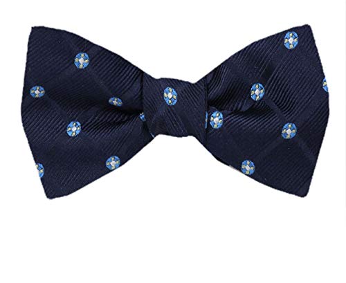 Navy Blue Sky Circles Silk Self-Tie Bow Tie