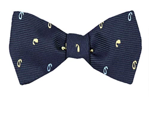 Navy Aqua Gold Silk Self-Tie Bow Tie