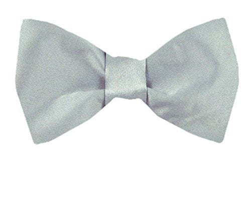 Solid Silver Silk Self-Tie Bow Tie