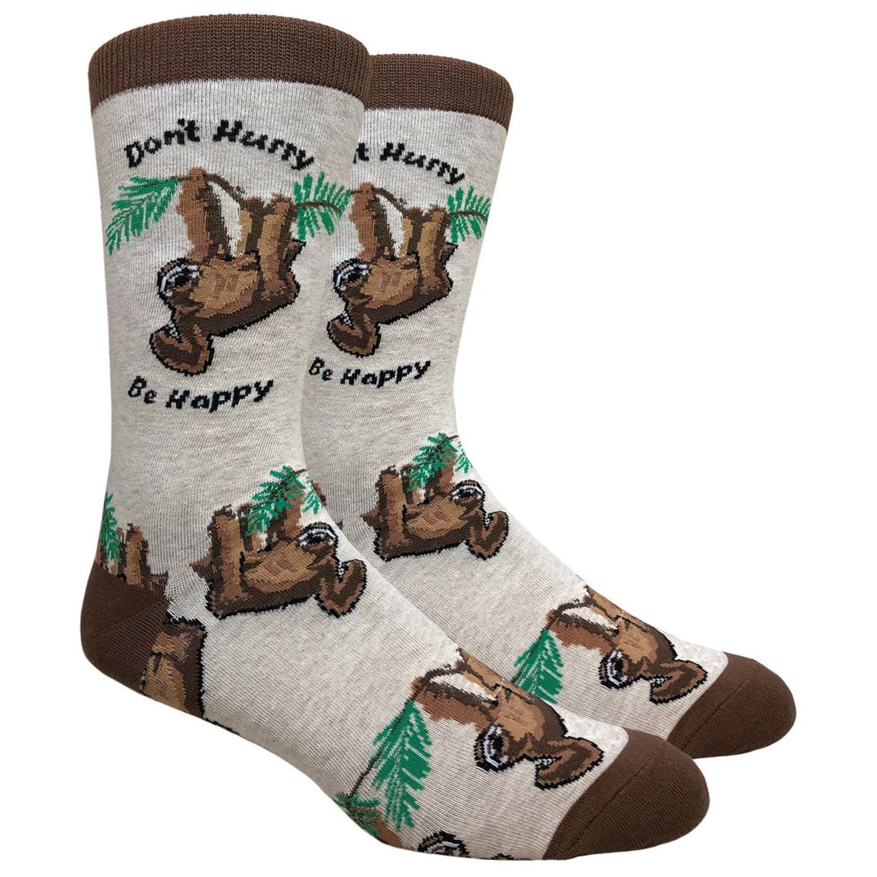 Brown Tan Green Black Sloth Socks