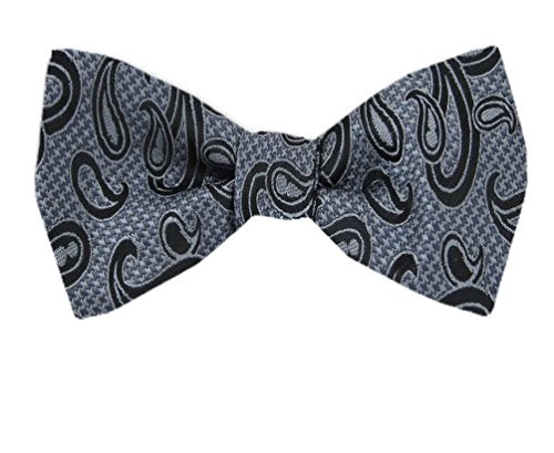 Gray Black Silk Self-Tie Bow Tie