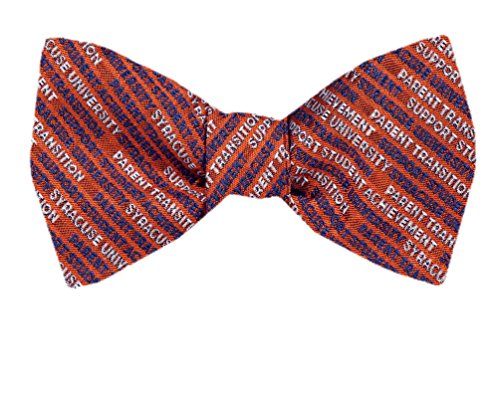 Orange Navy Silver Silk Self-Tie Bow Tie