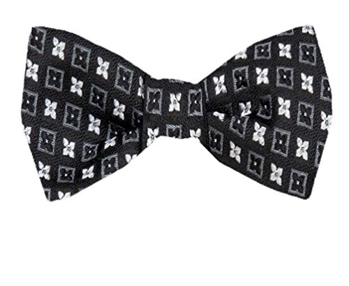 Black White Silver Silk Self-Tie Bow Tie