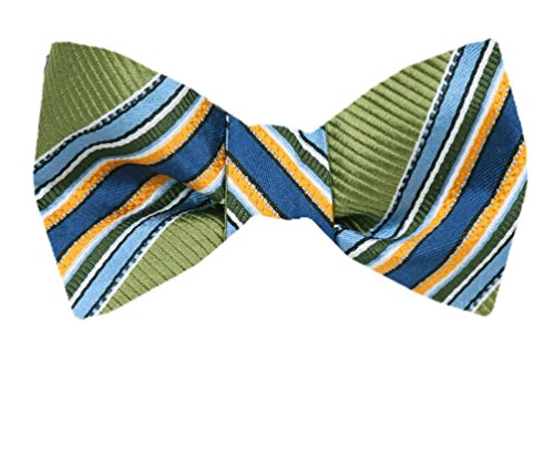 Green Blue Orange Silk Self-Tie Bow Tie