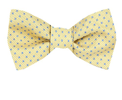 Yellow Blue Silk Self-Tie Bow Tie