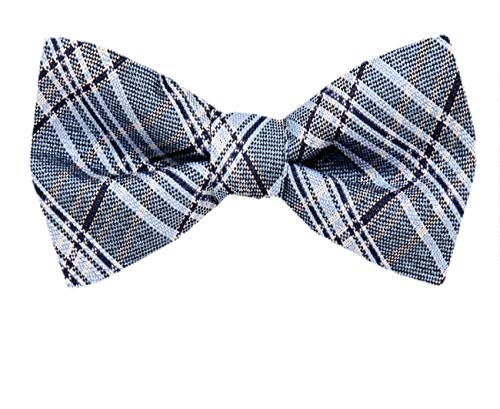 Blue Black Silver Silk Self-Tie Bow Tie