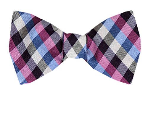 Gray Blue Purple Black Silk Self-Tie Bow Tie