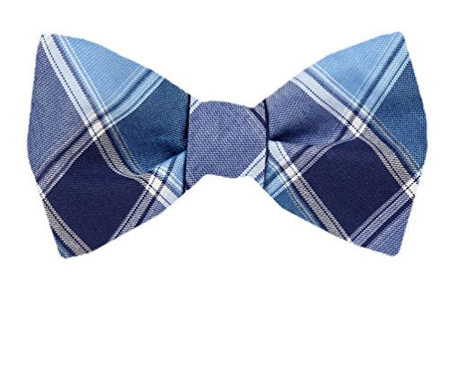 Blue Purple White Silk Self-Tie Bow Tie