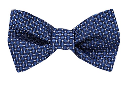 Navy Silver Silk Self-Tie Bow Tie