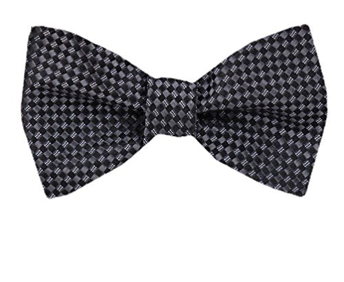 Gray Black Silk Self-Tie Bow Tie