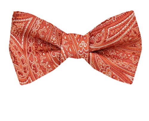 Orange Paisley Silk Self-Tie Bow Tie