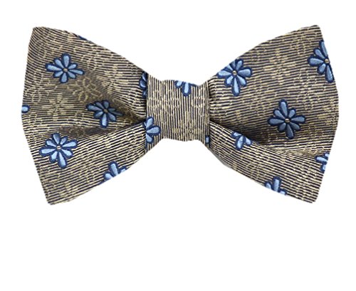 Taupe Blue Stars Silk Self-Tie Bow Tie