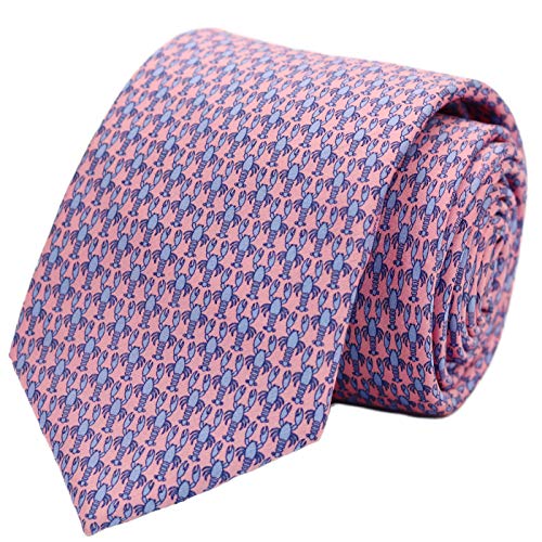 Pink and Blue Lobster Silk Neck Tie