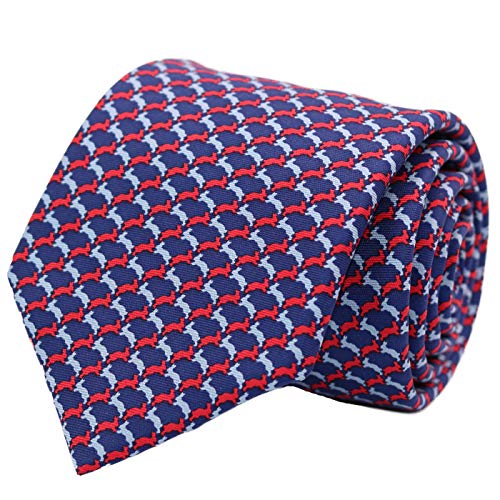 Blue and Red Bunny Silk Neck Tie