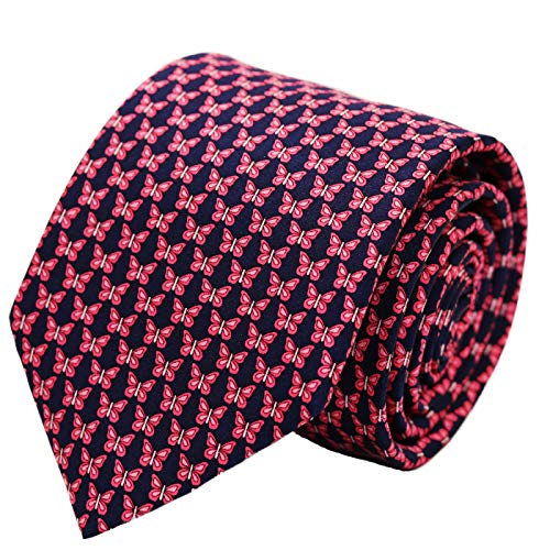 Red and Black Butterflies Silk Neck Tie