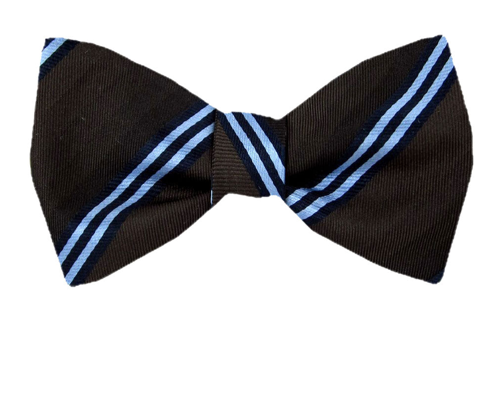 Black Light Blue Stripe Silk Self-Tie Bow Tie